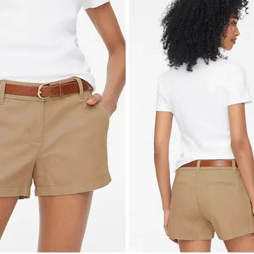 J.Crew 3" Classic Khaki Chino Shorts - Size 4 (NWOT)